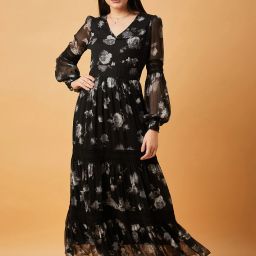 Women Maxi Black, Grey Full Length Dress-image-21