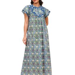 YELLOW BLOOM Women Floral Printed Pure Cotton Maxi Nightdress-image-92