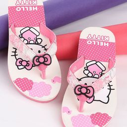 Kids Ville Girls Printed Thong Flip Flops-image-72