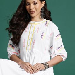 Sangria Embroidered Pleated Kurta with Trousers-36