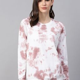 plusS Women White & Mauve Tie & Dye Print Sweatshirt-image-18