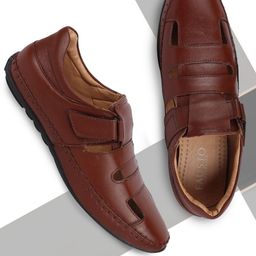 FAUSTO Men Tan Leather Fisherman Sandals-image-64