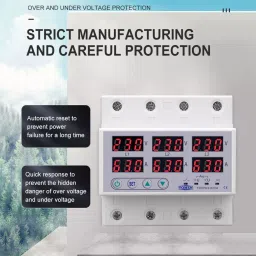 amiciSmart 3-Phase Automatic Over/Under Voltage Protector with Current Protection 63A 220V (White) image 3