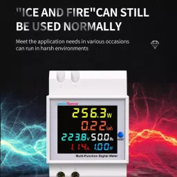 amiciSense 6 in 1 AC 40-300V 100A Energy Meter, Active Power Monitoring Device with Colorful LCD image 4