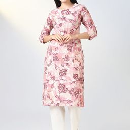 SHOWOFF Floral Printed Round Neck Straight Kurtas-image-43