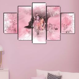 Livin'luxe Pink & Black 5 Piece Wood Religious Wall Paintings-picture-16