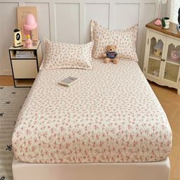 JC HOME Off White & Pink Floral 140 TC Queen Bedsheet with 2 Pillow Covers-image-31