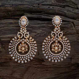 Kushal's Fashion Jewellery Teardrop Shaped Cubic Zirconia Gold Plated Drop Earrings image 1