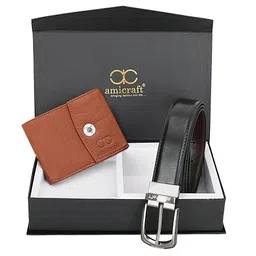 amicraft Men Accessory Gift Set of Belt & Wallet Comes with a box-image-53