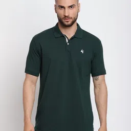 Cantabil Men Solid Polo Collar Cotton T-shirt-image-66