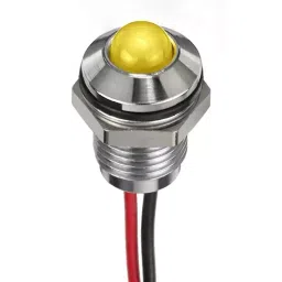 RS PRO Yellow Panel Mount Indicator 12V DC, Mounting Hole Size 8 mm, Termination Type Lead Wires, IP Rating IP67, Model No 1329105-16