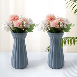 Gleevers Blue 2 Pieces Textured Glass Vases-5
