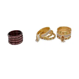 1ST TIME Set Of 10 Maroon Alloy Artificial Stones & Beads Bangles-picture-42