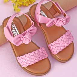Cute Walk by Babyhug Sandals Bow Applique- Pink-image-97