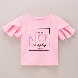 Vitamins Half Sleeves Drop Shoulder Party Top - Pink-image-8
