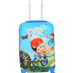 D PARADISE Polycarbonate Hard Case Trolley Bag With Wheels Cycle Boy Print - Blue-picture-5