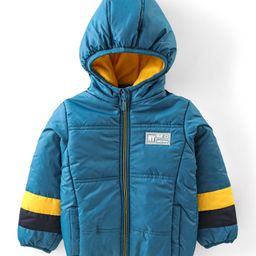 Babyhug Full Sleeves Hooded & Padded Jacket Solid- Teal-image-47