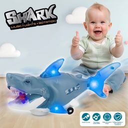 Fiddlerz Musical Shark Toy with Light and Music Animal Simulation Model Bump and Go Action Toy for Kids - Grey-22