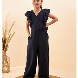 Cherry & Jerry Frill Sleeves Solid   Jumpsuit - Navy Blue-image-78