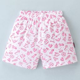 Child World Cotton Interlock Printed Shorts - White-picture-15