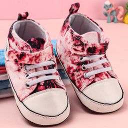 Babyoye Printed Booties with Velcro & Lace Closure - Red-image-19