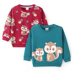 Babyhug Knit Full Sleeves Sweatshirt With Chip N Dale Graphics Pack of 2 - Red & Blue-image-92