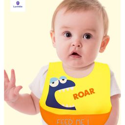 LuvLittle Silicone Waterproof Feeding Bib With Adjustable Strap -Yellow (Print May Vary)-image-28