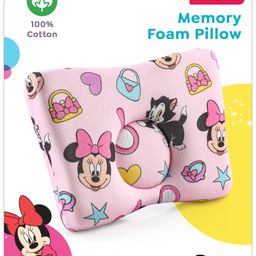 Babyhug Disney Premium Cotton Rectangular Memory Foam Pillow Minnie Mouse & Me Theme Print - Pink-27