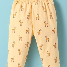 Tango Single Jersey Knit Full Length Lounge Pants with Reindeer Print - Yellow-image-97