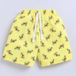 Little Ninja Cotton Bicycles Printed Shorts - Yellow-image-86