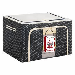 JD FRESH 1 Pcs 44 Liters Foldable Steel Frame Cloth Organizer for almirah - Blue-48
