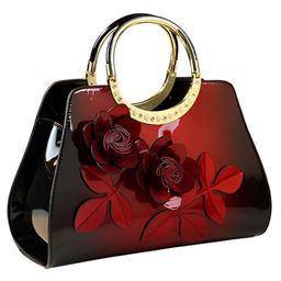 SYGA Women's Dumpling Handbag Floral Accent Soft Tote with Zipper Closure & Elegant Daily Shoulder Bag(Wine Red)-2