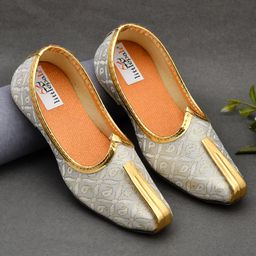 Little Palz Paisleys Embroidered Slip On Mojaris - White-image-70