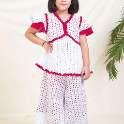 Bugandbees Embroidered Peplum Top With Palazzo-image-77