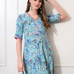 DECKEDUP Print Fit & Flare Maxi Dress-image-17