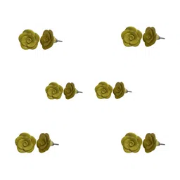 Indianshelf 6Pcs Yellow Textured CeramicRose Flower Knobs-image-52