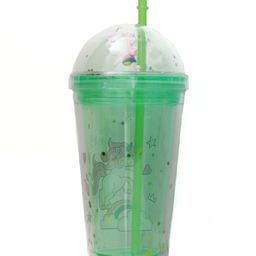 The Procure Store Unicorn Printed Glittery Transparent Sipper With Unicorn Motif Lid - Green image 5