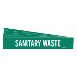 BRADY Vinyl Pipe Marker Sanitary Waste Green and White 2-1/4 x 14 x 0.004 inch, 782F85 (Pack of 5)-image-91