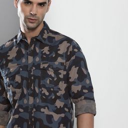 The Indian Garage Co Men Teal & Beige Printed Casual Shirt-image-49