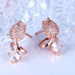 Vighnaharta Gold-Plated Cubic Zirconia Studded Circular Studs image 2