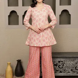 Sangria Printed Pure Cotton Tunic With Trouser Co-Ords-picture-2