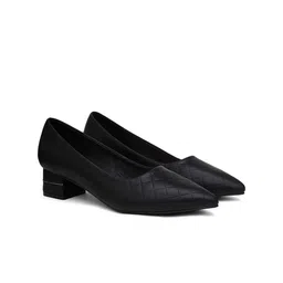 Sherrif Shoes Textured PU Party Block Pumps-16