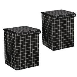 Kuber Industries 2-Pcs Black Checked Foldable LaundryBag75L-51