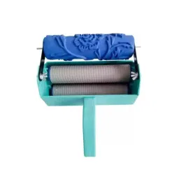 Kayra Decor Peony Pattern Wall Decor DIY 17.78 cm (7 Inch) Silicone Rubber Paint Roller Brush for Your Wall (Blue)-4