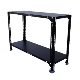 Menage 24x35x12 Inch 2 Shelf 24 Gauge Metal Black Slotted Angle Rack-9