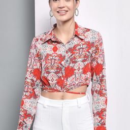 BAESD Floral Print Crepe Shirt Style Top-98