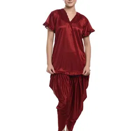 new blue eyes Women Satin V Neck Night Suits-image-94