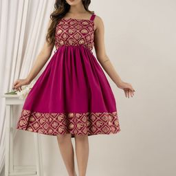 Handish Floral Print Fit & Flare Dress-image-90