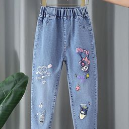 YK Girls Comfort Relaxed Fit High-Rise Clean Look Embroidered Stretchable Jeans-image-8