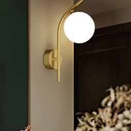 KINIS Gold-Toned & White Metal Spherical Shaped Wall Lamp With Bulb-4